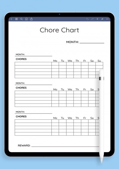 Notability Simple Monthly Chore Chart Template
