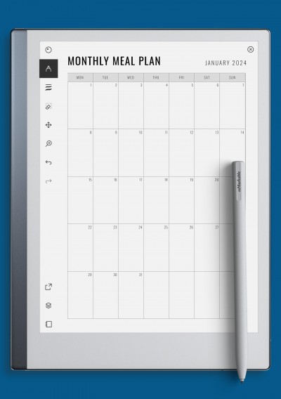 reMarkable Simple Monthly Meal Planner