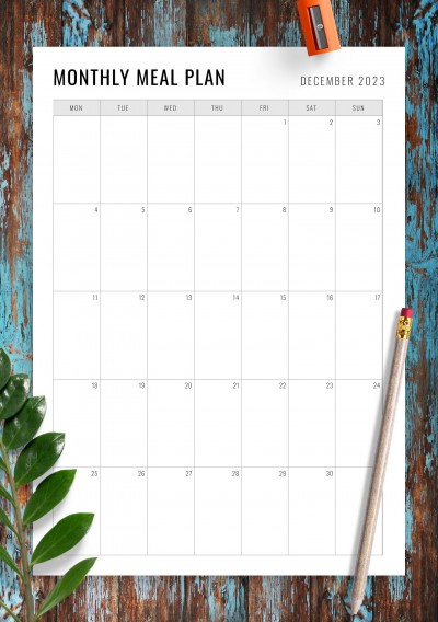 Download Simple Monthly Meal Planner - Printable PDF