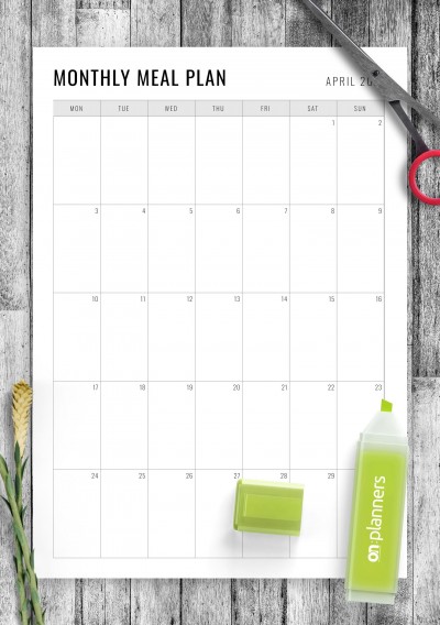 April 2023 Simple Monthly Meal Planner