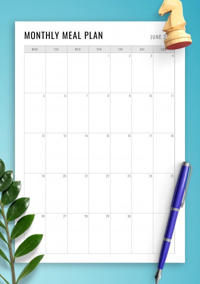 Download Printable Simple Monthly Meal Planner PDF