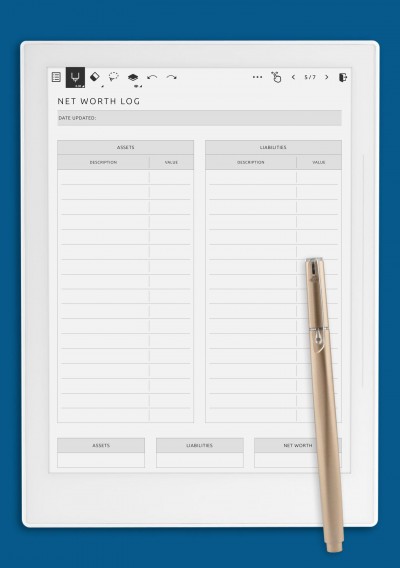 Supernote A6X Simple Net Worth Log Template