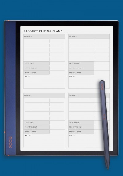 Simple Product Pricing Blank Template for BOOX Note