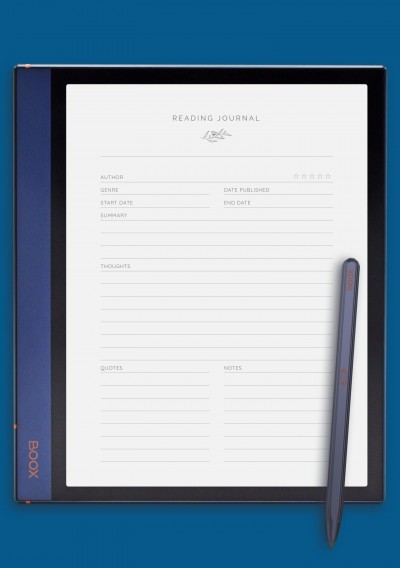 Simple Reading Journal Template for BOOX Note