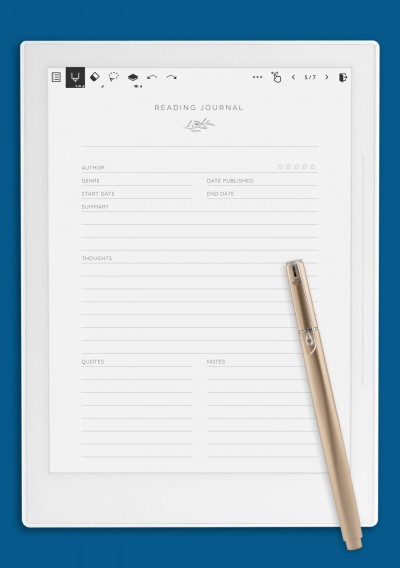 Simple Reading Journal Template for Supernote