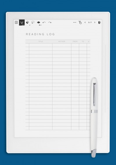 Simple Reading Log Template for Supernote