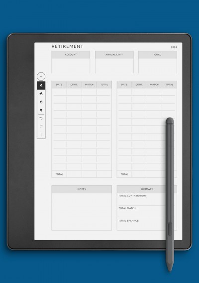 Kindle Scribe Simple Retirement Plan Template