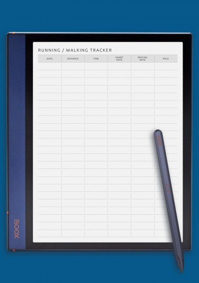 Simple Running and Walking Tracker Template for BOOX Note