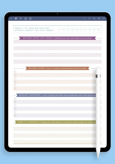 Notability Simple Weekly Goal Review Template - Casual Style