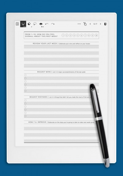 Supernote A5X Simple Weekly Goal Review Template