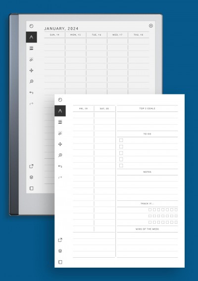 reMarkable Simple Weekly Planner + Notes, To-Do, Goals, Template