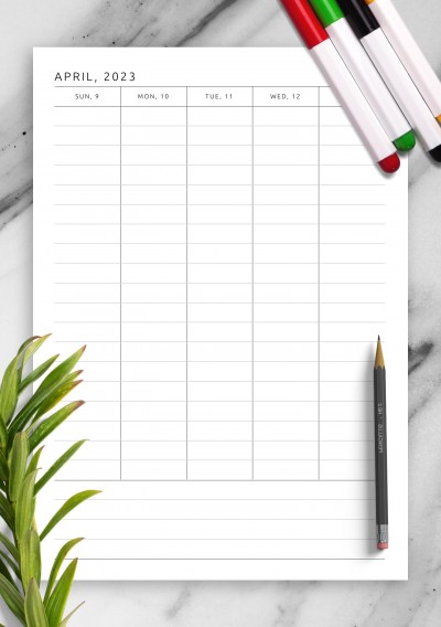 April 2023 Simple Weekly Planner with Notes, To-Do, Goals