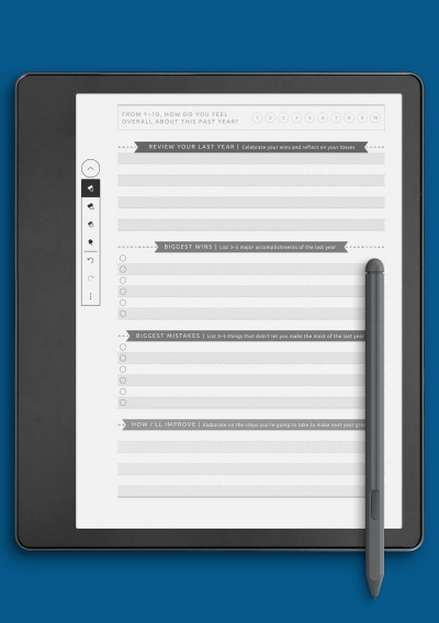 Kindle Scribe Simple Yearly Goal Review Template - Casual Style