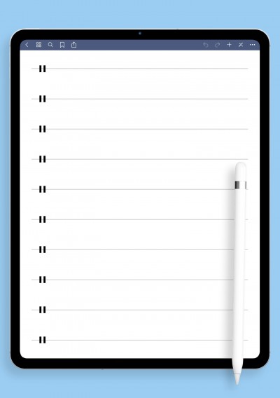 Single-Line Percussion Staff – Stylized Clef Version template for GoodNotes