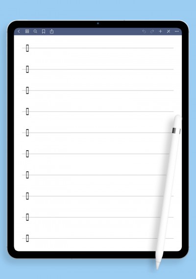 Single-Line Percussion Staff – Unpitched Instrument Notation template for GoodNotes