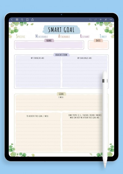 GoodNotes SMART Goal Template - Floral Style