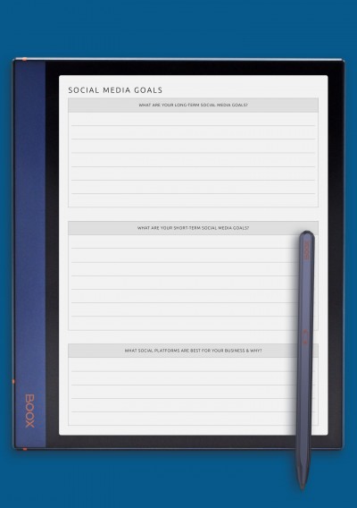 Social Media Goals Template for BOOX Note Air