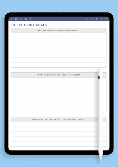 iPad & Android Social Media Goals Template