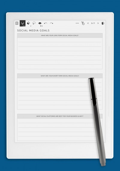 Social Media Goals Template for Supernote A5X