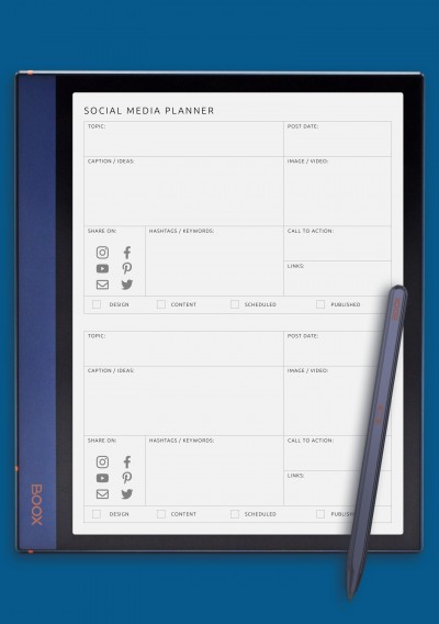 Social Media Planner Template for BOOX Note
