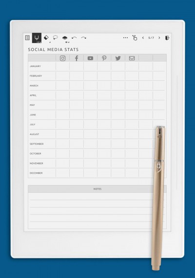 Supernote A5X Social Media Stats Template