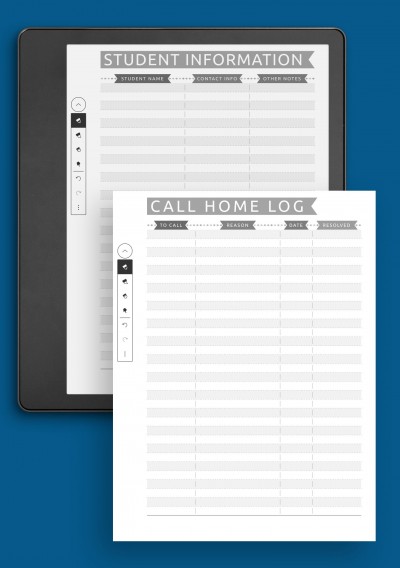 Kindle Scribe Student Info &amp; Call Home - Casual Style Template