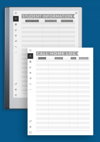 reMarkable Student Info &amp; Call Home - Casual Style Template