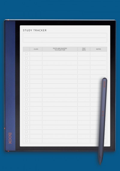 BOOX Note Air Study Tracker Template