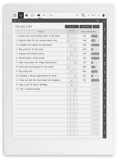 Download Weekly To-Do planner PDF for Supernote A6X & A5X