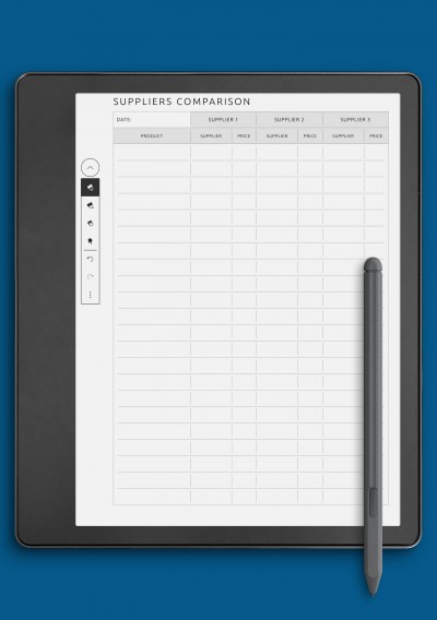 Suppliers Comparison Template for Kindle Scribe