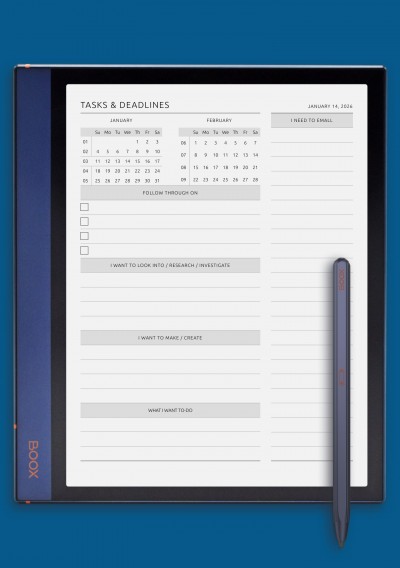 Tasks & Deadlines template for BOOX Note