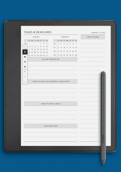 Tasks & Deadlines template for Kindle Scribe