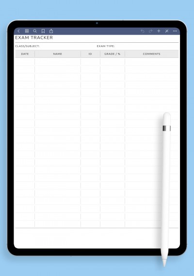 Teacher Exam Tracker: Detailed Student Performance template for GoodNotes