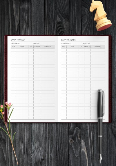 Traveler's Notebook exam tracker for teachers