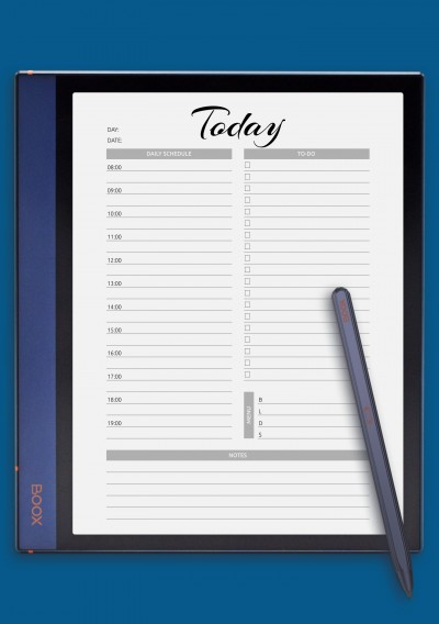Today hourly planner template for BOOX Note Air