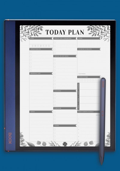 BOOX Note Today Plan Template