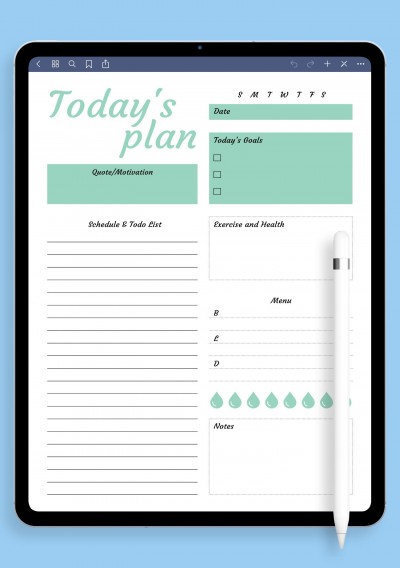 Today plan with Schedule & Todo List Template for iPad & Android