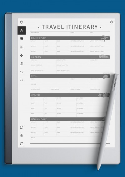 reMarkable Travel Itinerary Template