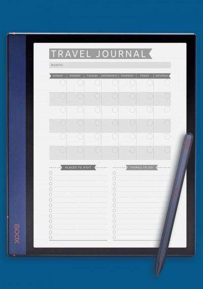 Travel Journal Template - Casual Style for BOOX Note