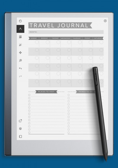 reMarkable Travel Journal Template - Casual Style