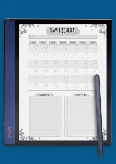 Travel Journal Template - Floral Style for BOOX Note