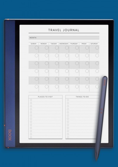 Travel Journal Template - Original Style for BOOX Note