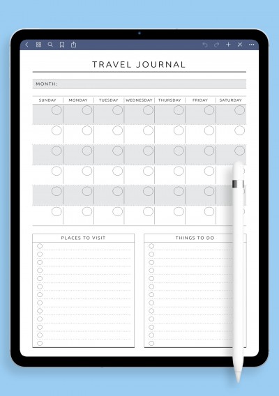 Travel Journal Template - Original Style for iPad