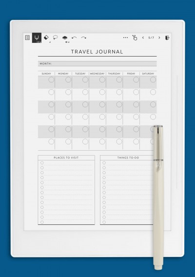 Supernote Travel Journal Template - Original Style
