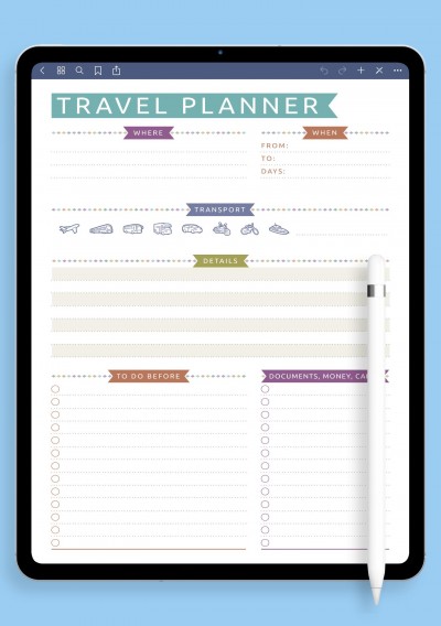 GoodNotes Travel Planner Template - Casual Style