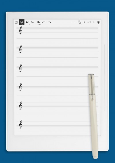 Treble Clef Staff Paper with Lyrics Line (Printable Music Sheet) template for Supernote