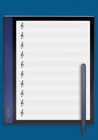 Treble Clef Staff Paper (Printable Blank Music Sheet) template for BOOX Note