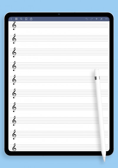 Treble Clef Staff Paper (Printable Blank Music Sheet) template for GoodNotes