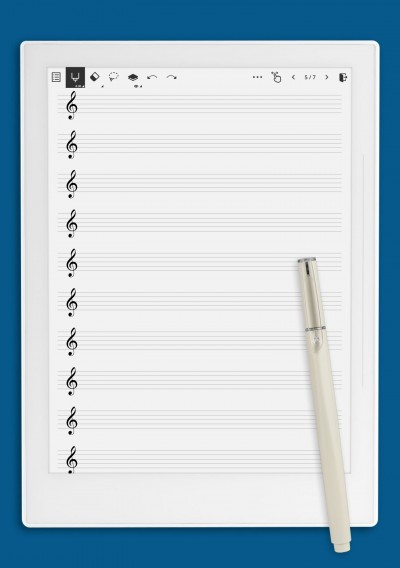 Treble Clef Staff Paper (Printable Blank Music Sheet) template for Supernote