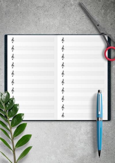 Traveler's Notebook Treble Clef Staff Paper (Printable Blank Music Sheet)